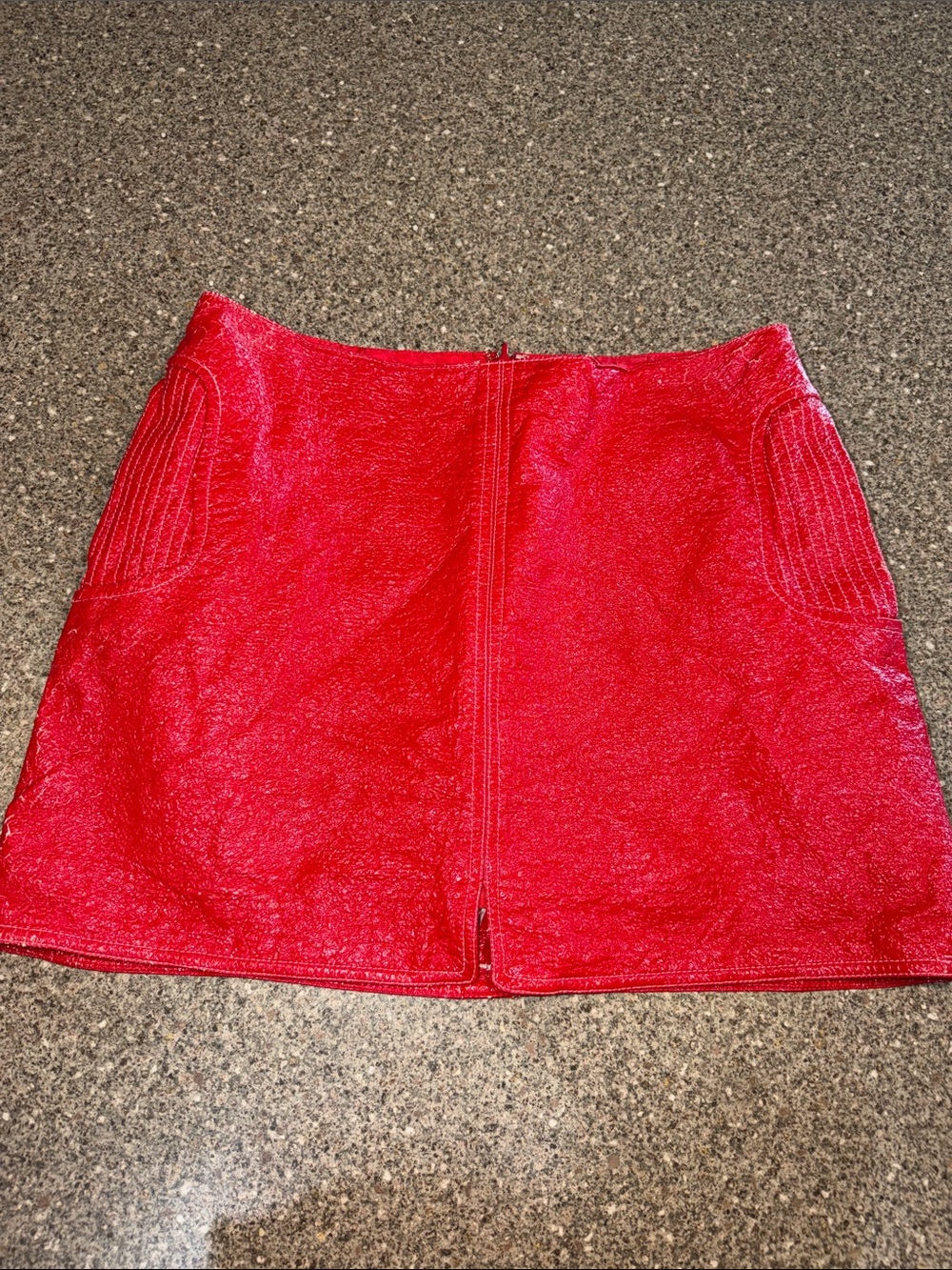 Anna Sui y2k vintage Vibrant Red faux leather shiny Mini Skirt